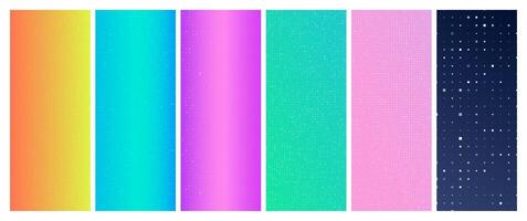 Set of six abstract gradient geometric with squares. Pixel with empty space vector