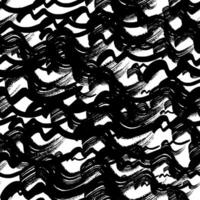 Seamless pattern black wavy grunge brush strokes in abstract shapes on white background. illustration vector