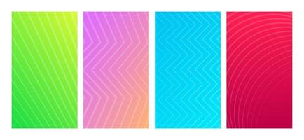 Set of modern gradient backgrounds with lines. Header banner. Bright geometric presentation backdrops. illustration vector