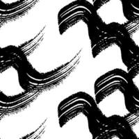 Seamless pattern with black wavy grunge brush strokes in shapes on white background. vector
