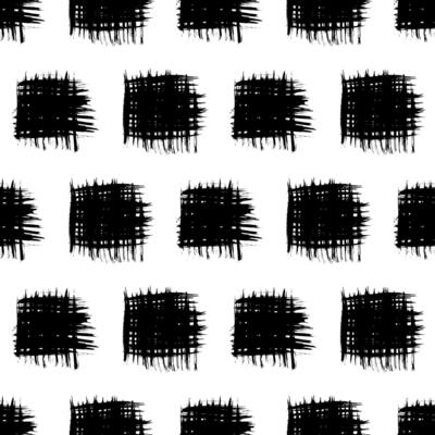 Seamless with black brush stroke in square form on background. illustration