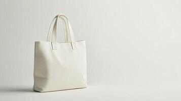 A white tote bag sitting on a table photo