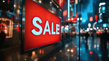 A sale sign is displayed in front of a store photo