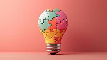 A light bulb with puzzle pieces on it photo