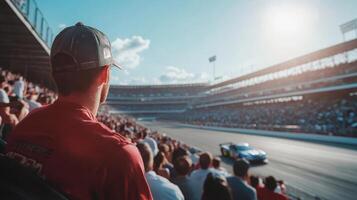A man watching a race at a track photo