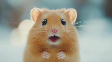A hamster is standing up and looking at the camera photo