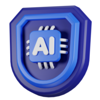 3D Rendering of AI Microchip Shield Icon png