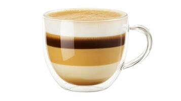 A coffee cup with a layer of milk and coffee photo