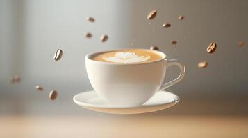 A cup of coffee is being thrown into the air photo