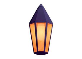 glowing lantern with warm orange light and dark top. isolated cartoon illustration for fairytale, festive, or fantasy design, game assets, and decorative elements. vector