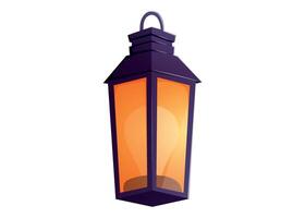 Vintage glowing lantern with warm orange light and dark top. cartoon illustration for fairytale, festive, or fantasy design, game assets, and decorative elements. vector
