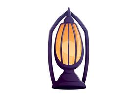 glowing old lantern with warm orange light and dark top. isolated cartoon illustration for fairytale, festive, or fantasy design, game assets, and decorative elements. vector