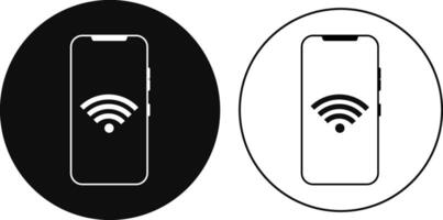 Mobile phone with wifi icon set. Contactless wireless pay sign. Contact less. internet connection. Multimedia icons vector