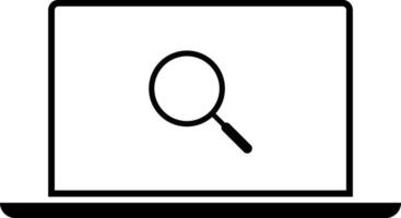 laptop with search icons. find information idea. Screen and Magnifying Glass icon. programming analysis. online update support vector
