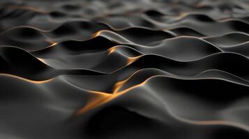 Abstract waves of black and gold, 3d rendering photo
