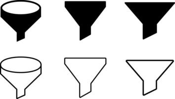 funnel icon set. Representing Conversion Optimization. Process Efficiency. filtering icons. sorting symbol. Ascending and descending sort signs vector