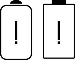 Battery dead icon set. empty battery sign. charge indicator icons. Battery indicator symbols. Battery with warning sign vector