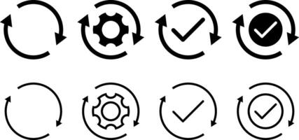 Update icon set. Moving gears with circular arrows. progress bar and install icon. Loading process. Industrial cycle concept vector