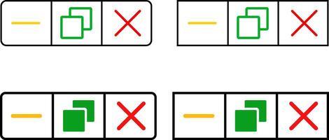 application software navigations basic buttons. typically used in windows or application interfaces. expand web window panel vector