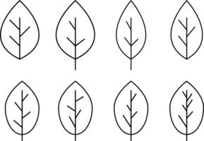 leaf line icon set. ecology nature element. Leaves of trees and plants. Environment and Nature Symbol vector