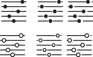 Settings sliders icon. Equalizer control icons. adjustments and settings. cog gear or filter symbol. Audio sliders signs. sound recording equipment vector