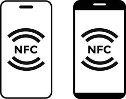 NFC icon. Mobile phone payment. wireless data transfer nfc technology sign. Nfc wireless mobile banking isolated signs. Contactless payment. Cashless card payment vector