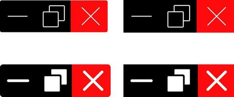 Maximize and minimize close window button. Web buttons for software and application. Close windows sign. Browser window control button vector