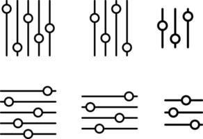 Settings sliders icon . Equalizer control icons. Audio sliders sign. sound recording equipment. adjustments and settings. cog gear or filter symbols. audio storage media vector