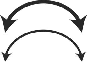 Dual semi circle Arrow. Double headed curved arrow symbol. Semicircular curved. Replaceable design. two side arrow icons vector