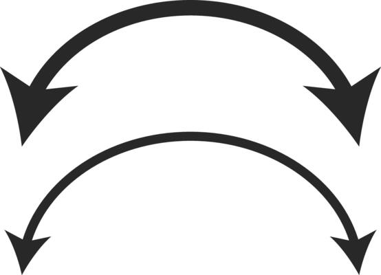 Dual semi circle Arrow. Double headed curved arrow symbol. Semicircular curved. Replaceable design. two side arrow icons