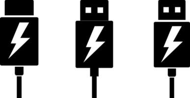 usb charging icon. battery charge indicators. USB connection icon. portable information device. electric charger vector