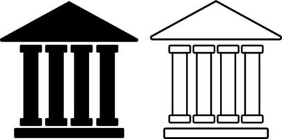bank icon set. building with columns and a triangular roof. Courthouse architecture sign. representing a bank house. government institution. medical hospital icons vector