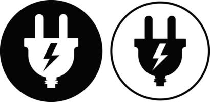electricity plug icons set. thunderbolt lightning icons. Connection and disconnection concept with wire. Electric plug sign vector