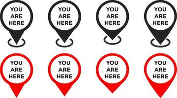 you are here with map icon set. Location pin. perfect for maps. position symbols vector