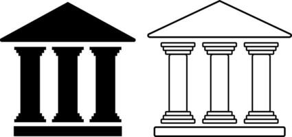 bank icon. building with columns and triangular roof. Courthouse architecture sign. representing a bank house. government institution. medical hospital icons vector