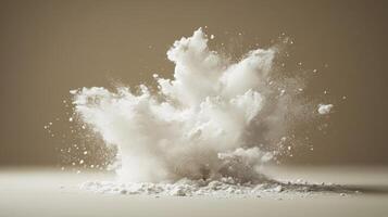 White powder exploding on a table photo