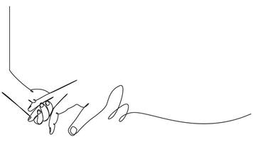 Minimalist continuous line art of adult and child holding hands, depicting love vector