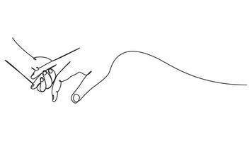 Minimalist line art depicting parent and child hands holding with love vector