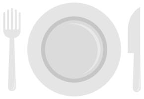 Plate, fork and knife icon isolated on white background. vector