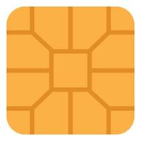 Flat icon of credit card golden microchip isolated on white background. vector