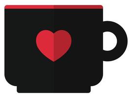 Flat icon of black mug isolated on white background. vector