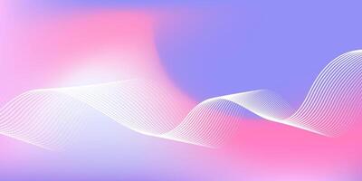 Abstract blue and pink gradient background with shining lines waves. Minimalist pastel color background for banner vector