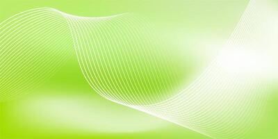 Abstract green gradient background with shining lines waves. Minimalist background vector
