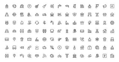 Professional Public Services Icons Set Bundle for Your Digital Projects. This Collection Includes Symbols for Health, Safety, Transportation, and Community Services. vector