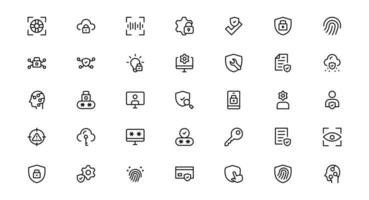 Modern Security Icons Pack Set Designs Illustration. Featuring Essential Protection, Shield, and Lock Icons for Secure and Professional Design Projects. vector