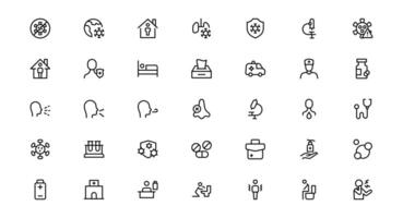 Flu and Virus Icon Set Design Collection for Health and Wellness Projects. Featuring Key Medical Symbols for Preventative Measures and Virus Awareness. vector
