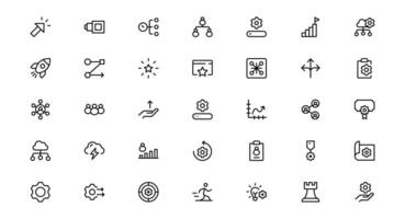 Professional Productivity Icon Set Collection Illustration. The Most Useful Icons for Time Management, Task Tracking, and Workplace Organization. vector