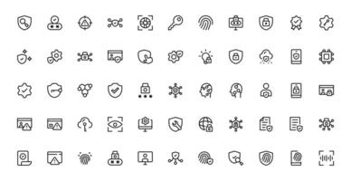 Modern Security Icon Set Collection Illustration. Featuring Essential Protection, Shield, and Lock Icons for Secure and Professional Design Projects. vector