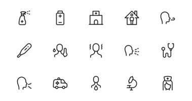Flu and Virus Icon Collection for Health and Wellness Projects. Featuring Key Medical Symbols for Preventative Measures and Virus Awareness. vector