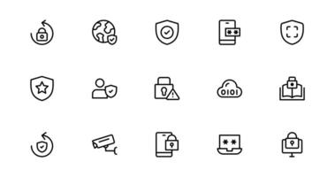 Modern Security Icon Pacakage Illustration. Featuring Essential Protection, Shield, and Lock Icons for Secure and Professional Design Projects. vector